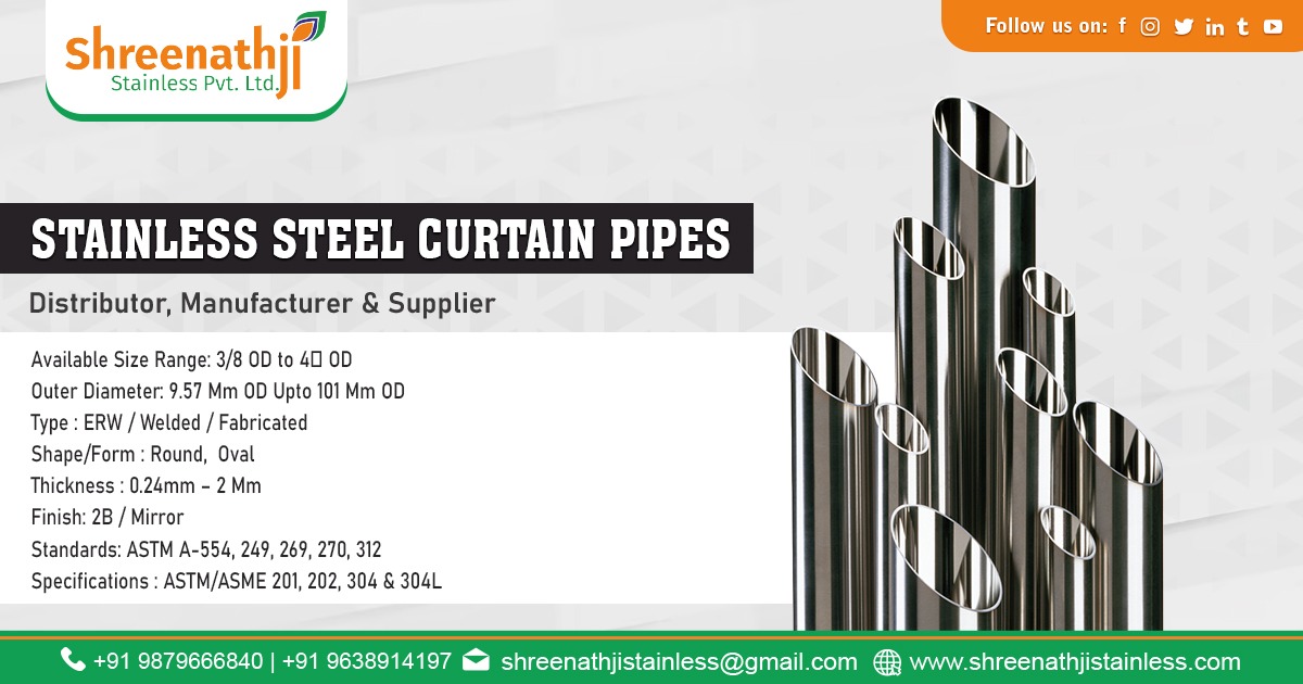 Supplier of Stainless Steel Curtain Pipes in Uttar Pradesh