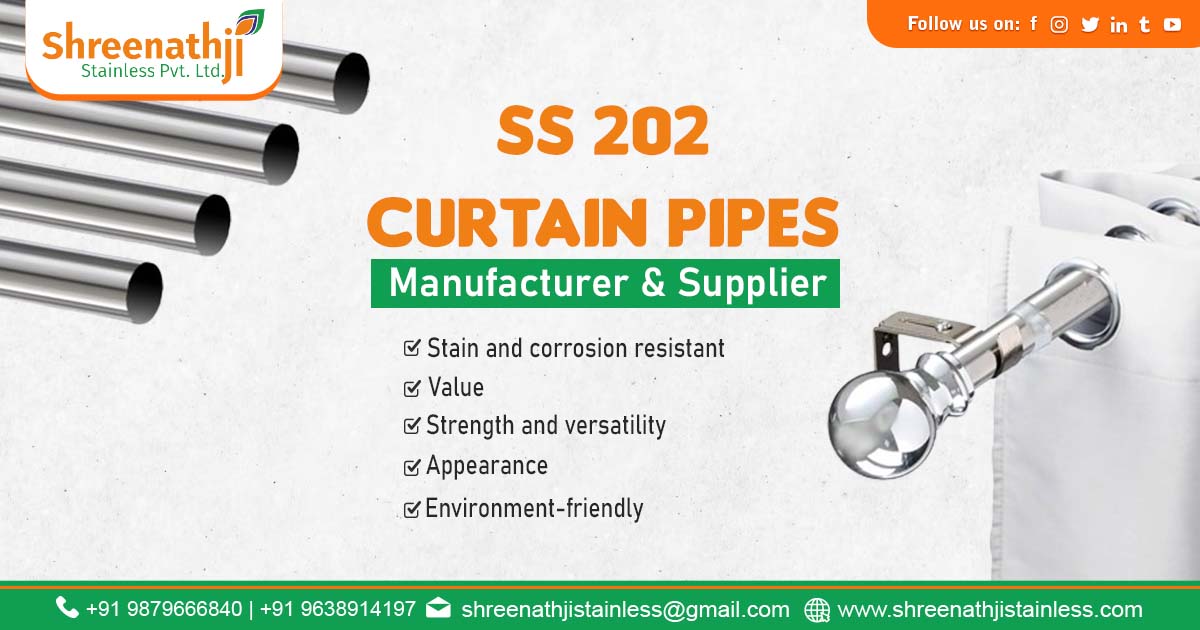 Supplier of Stainless Steel 202 Curtain Pipe in Maharashtra