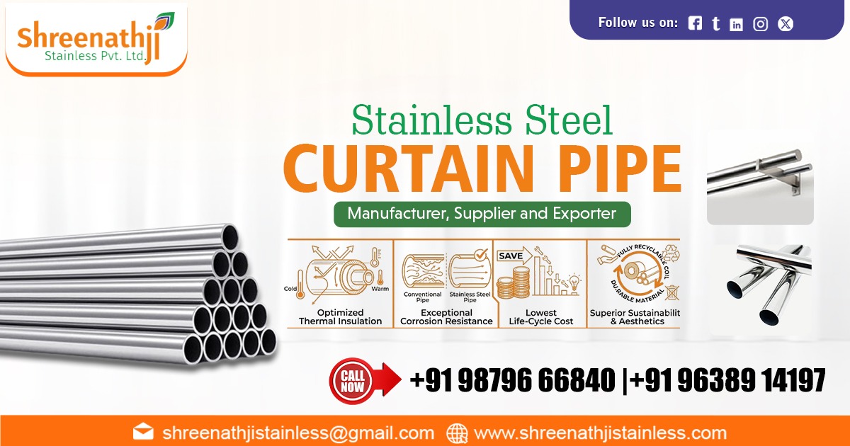 Affordable Stainless Steel Curtain Pipes in Ahmedabad | Shreenathji Stainless Pvt. Ltd.