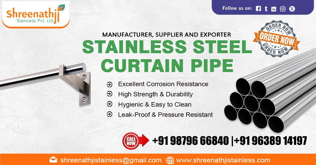 Industrial SS Curtain Pipe in Ahmedabad stainless steel seamless pipe